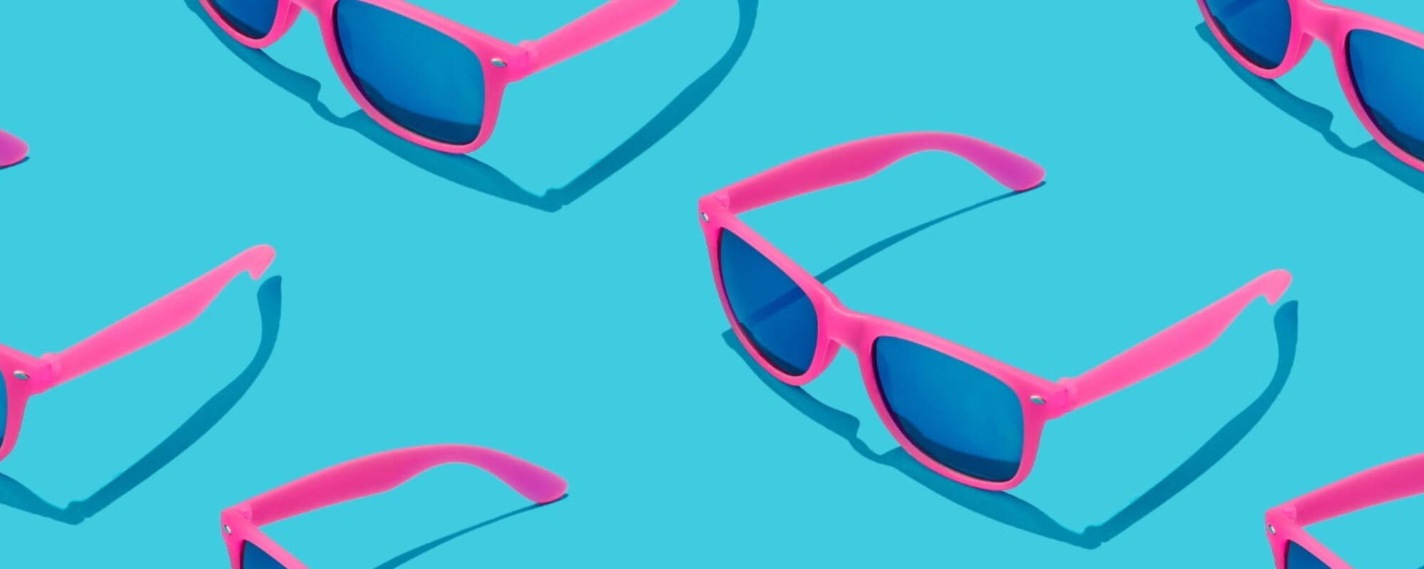 Pink Sunglasses Blue Background